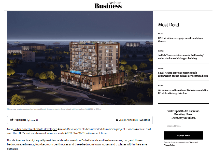 Arabian Business feature